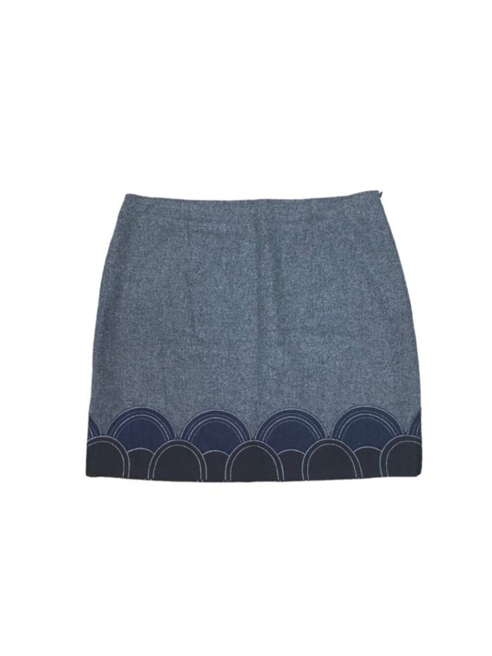 Boden Wool Skirt‎ Women’s Size 12 Grey Embroidered Lined Short